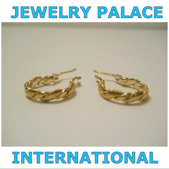 14K Gold Filled Trendy Twist Hoop Earrings. - Picture 5 of 7